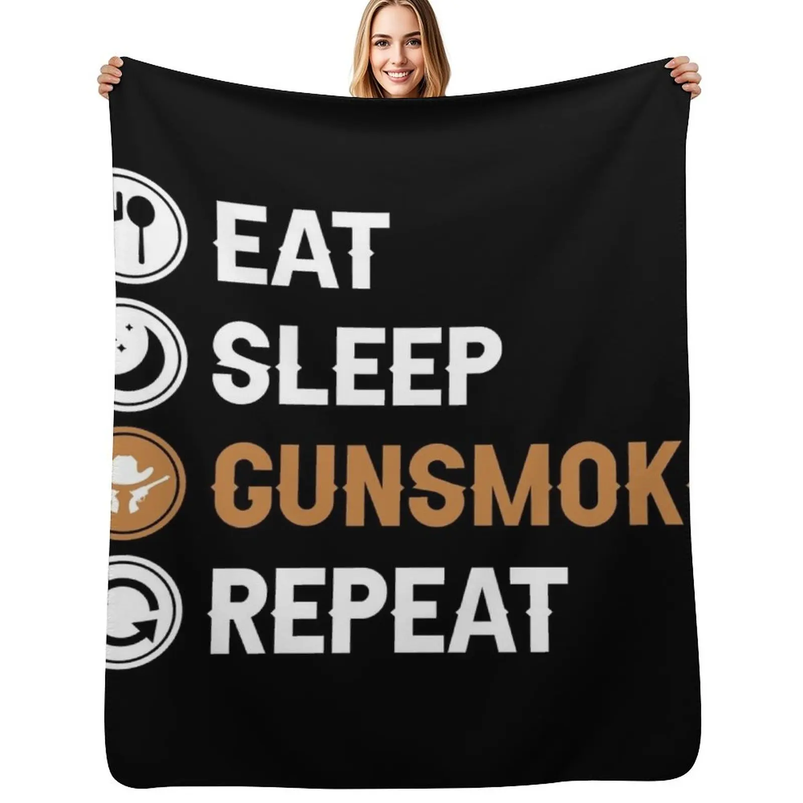 

Eat Sleep Gunsmoke Repeat Throw Blanket Retros Multi-Purpose Cute Summer Beddings Blankets