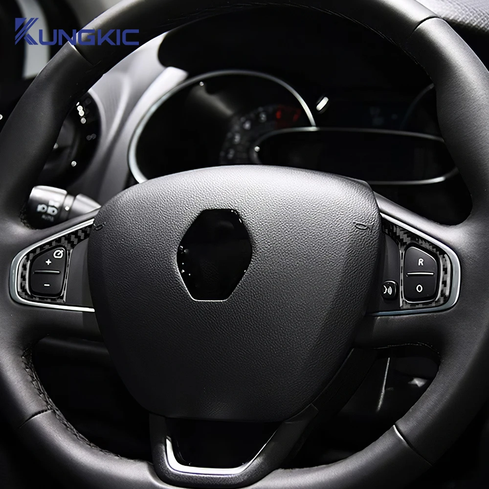 Real Soft Carbon Fiber Sticker For Renault Clio 4 2013 2014 2015 2016 2017 2018 LHD RHD Car Steering Wheel Button Frame Panel