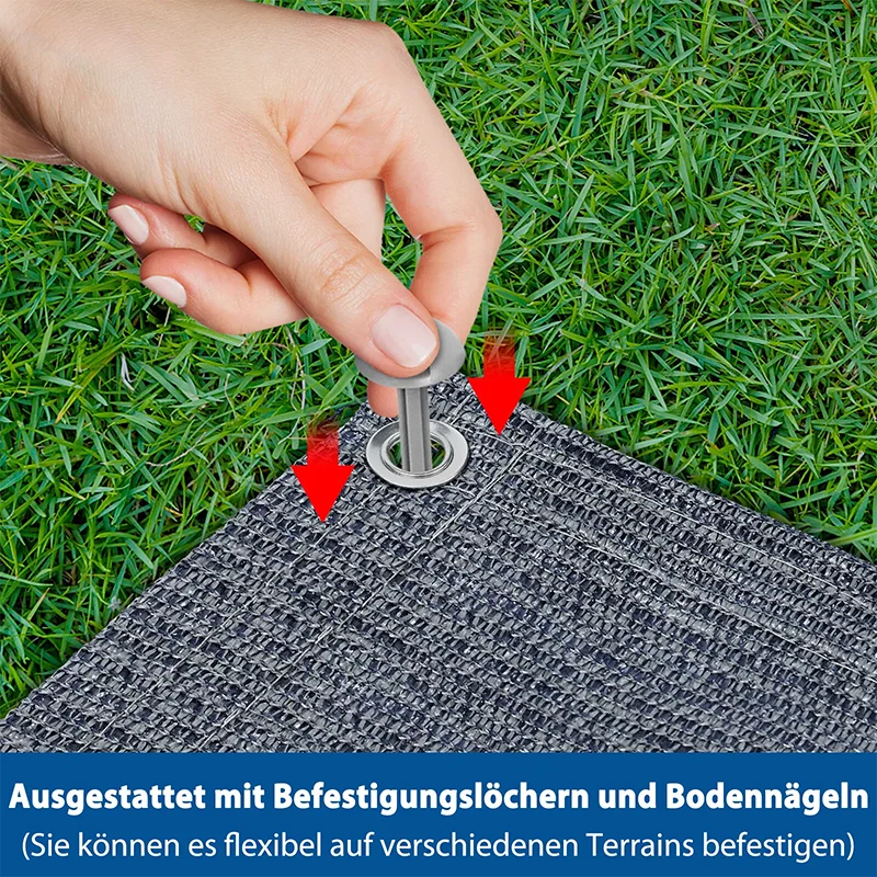 1 قطعة في الهواء الطلق RV خيمة السجاد حصيرة تنفس الكلمة حصيرة شبكة + 13 المسامير الأرضية للتخييم خيمة الطابق قافلة قافلة HDPE 2.5x3m