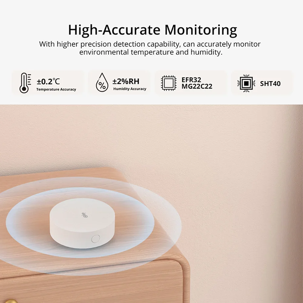 Датчик температуры и влажности SONOFF Zigbee, высокоточный монитор для умного дома через eWeLink, работает с Alexa Google