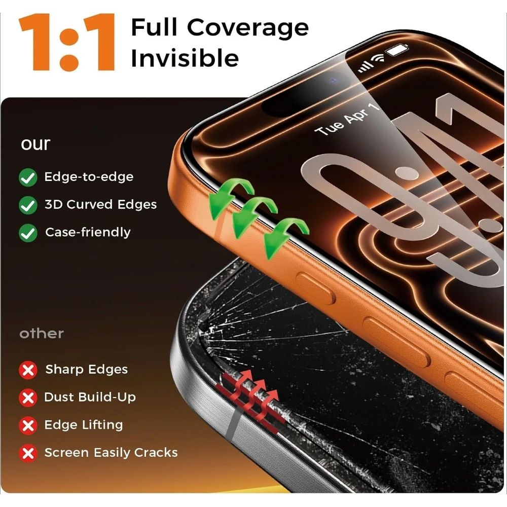 NNBILI 3 قطعة طلاء Oleophobic خالي من الغبار سهل التركيب واقي للشاشة آيفون 14 11 13 12 15 16 17 Pro Max XS X XR Glas #5