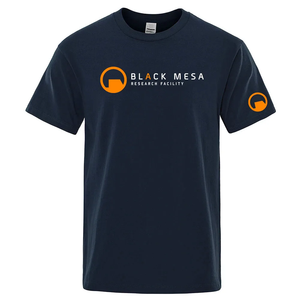 Black Mesa Research Facility Summer Men's T-shirt Cotton Casual Funny Energy Print Men Cool Loose O-neck Tops For