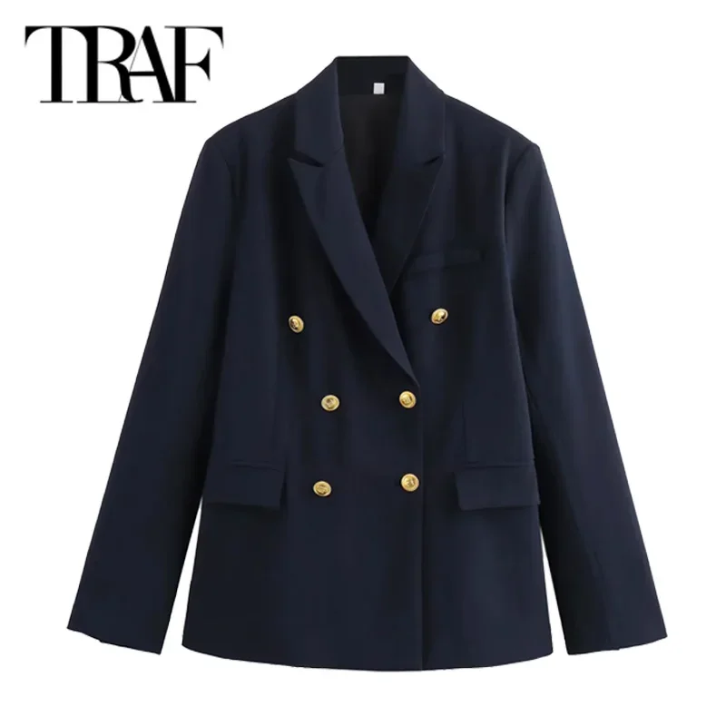 

TRAF Long Sleeve Blazer Coats Women Outerwears 2024 Spring Autumn Long Coats For Female Ladies Fashion Elegant Casual Office