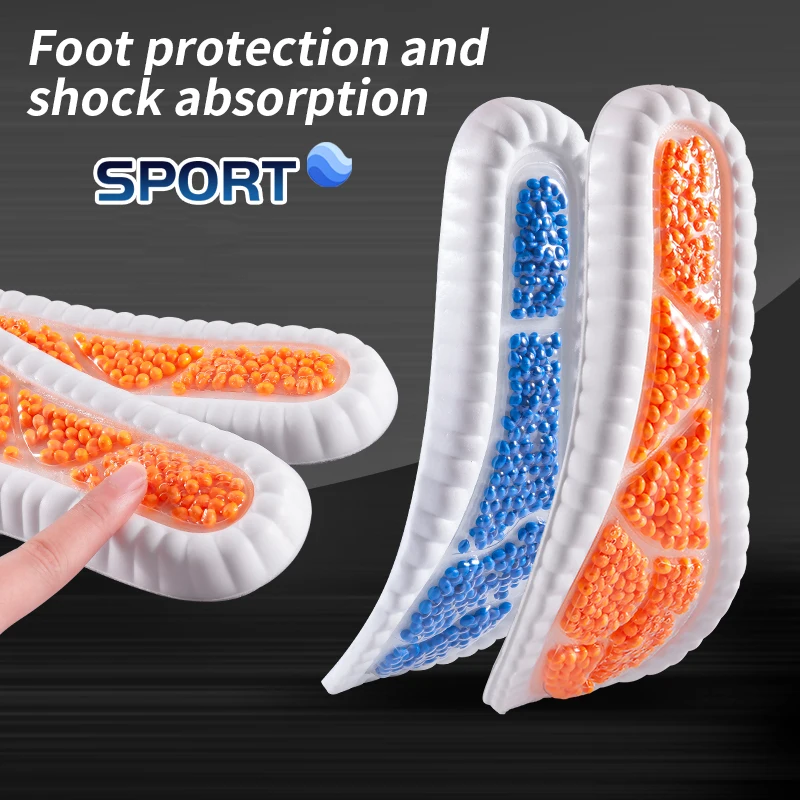 

1 пара оранжевых + 1 пара синих воздушных подушек, улучшенная спортивная амортизирующая стелька из ТПУ, высокоэластичная подушечка для ног для беговой обуви, d