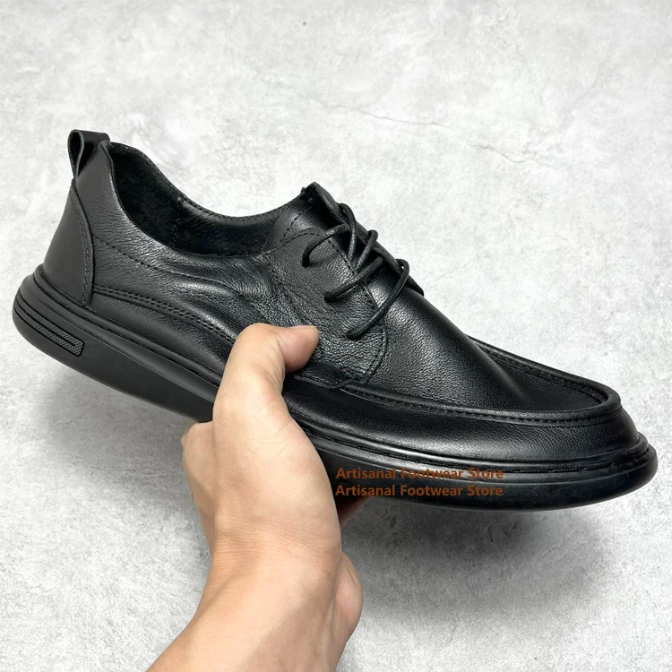 

Men's Flats Lace Up Business Casual Leather Shoes Soft Leather Soft Sole Genuine Leather Breathable Office Dress Men Shoes