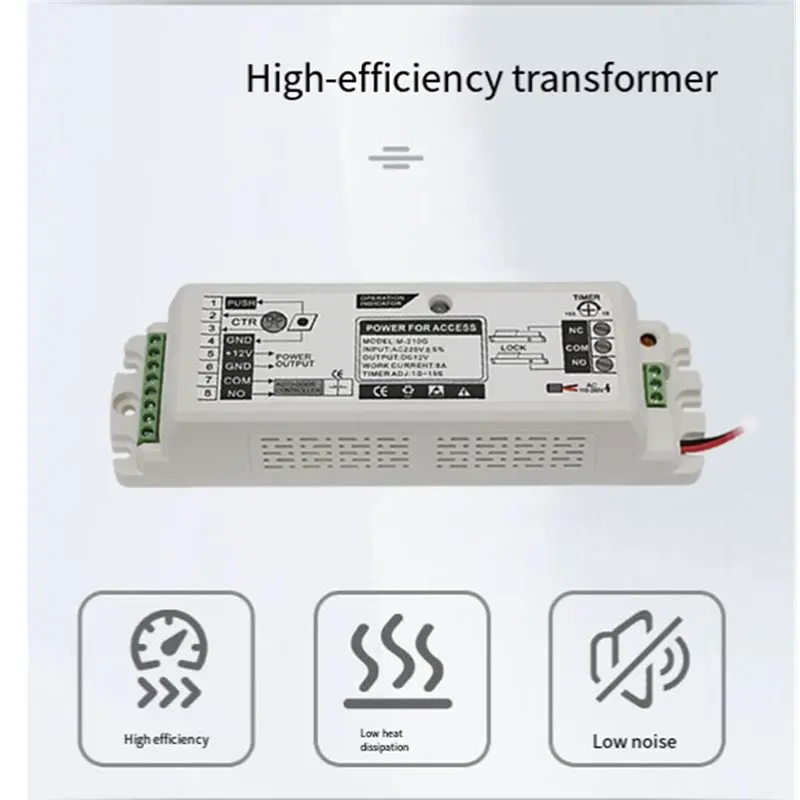 B68C Power Supply For Door Access Control System DC 12V 8A For Security Cameras AC 220V Delay Time Adjustment Functionality