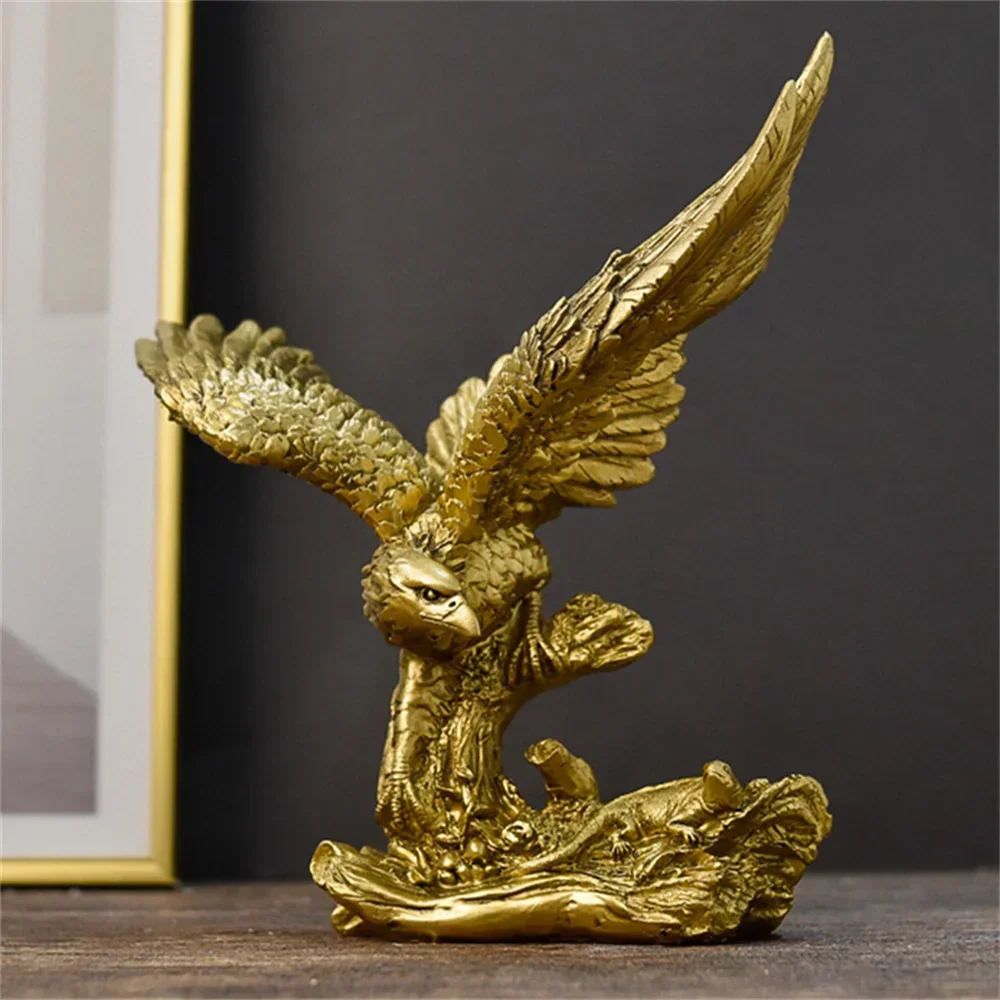 Eagle Statue Resin Animal Ornament Color/Gold Falcon Sculpture Home Decoration Crafts Office Figurines Desktop Accessories Gift
