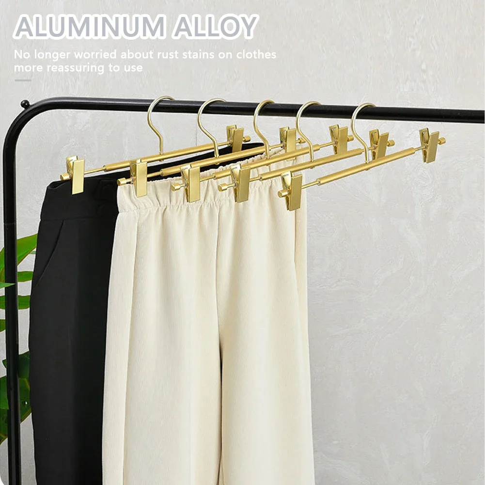 

5/10 упаковок, алюминиевые вешалки для брюк, Φ с двумя регулируемыми нескользящими зажимами, поворотный крючок, стеллаж для гардероба