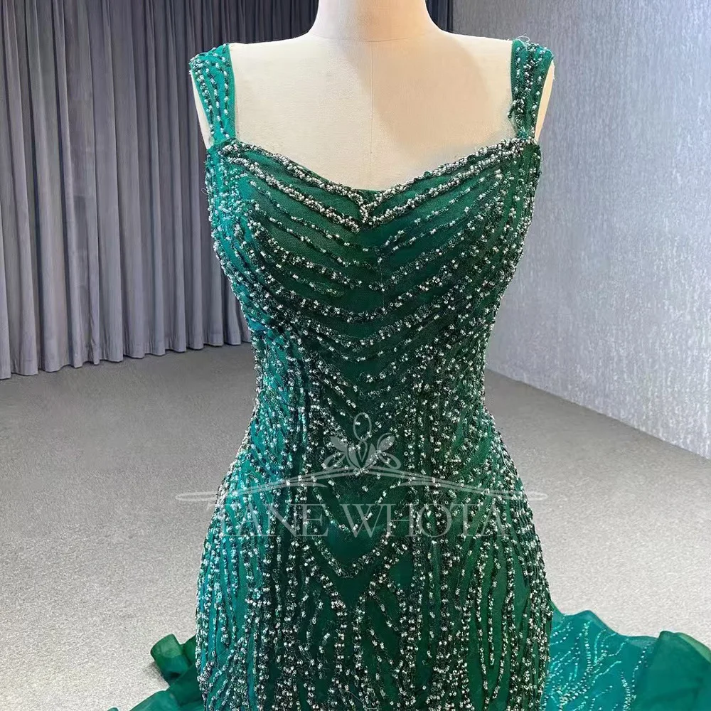 Luxury Green Sequined Sweetheart Sleeveless Evening Dress Lace-Up Back Sheath Fit Style For Women