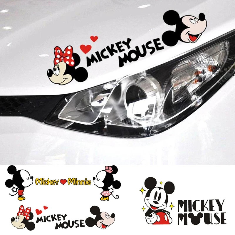 Hand Heart Disney Cartoon Mickey Mouse Car Stickers Minnie Mouse Styling Auto Window Waterproof Decals Windshield Decoration