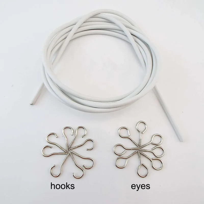 1M 2M 3m PVC Window Cord Cable Net Curtain track Wire White Windows wall hanging Line with HOOKS EYES For  car Caravans Boats