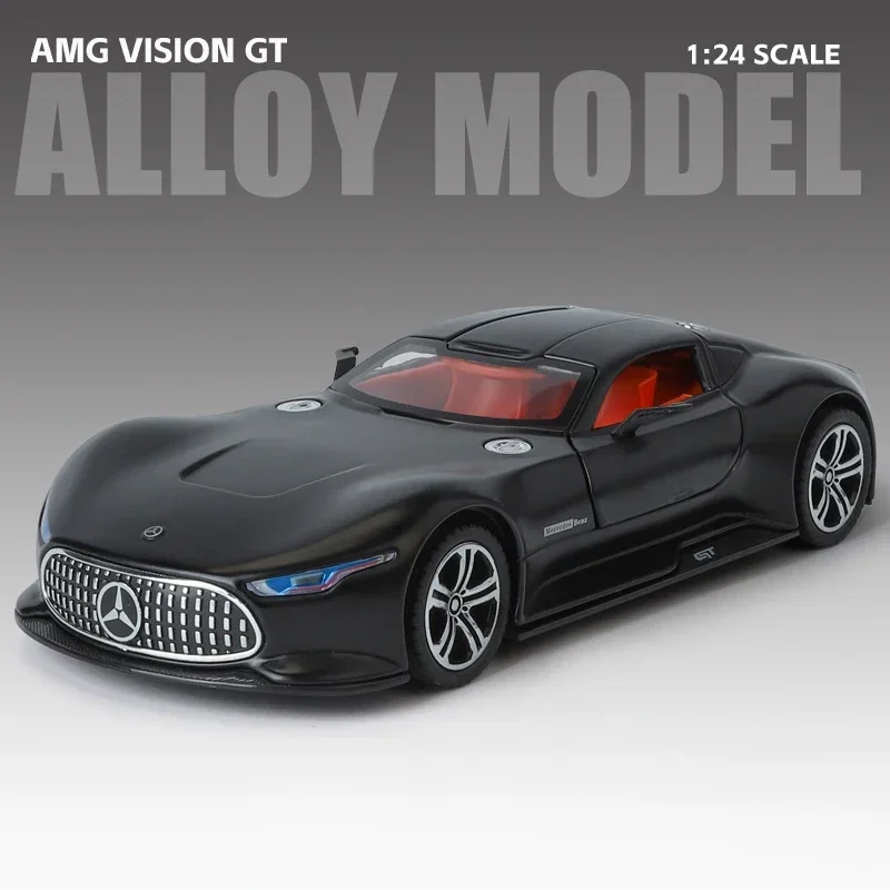 AMG Vision GT 1:24 supercoche de aleación modelo de coche sonido y luz tirar hacia atrás juguete para niños coleccionables regalo de cumpleaños