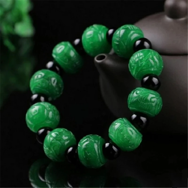 Real Green Jade Bracelets Jadeite Beads Natural Original Ecological Jewelry