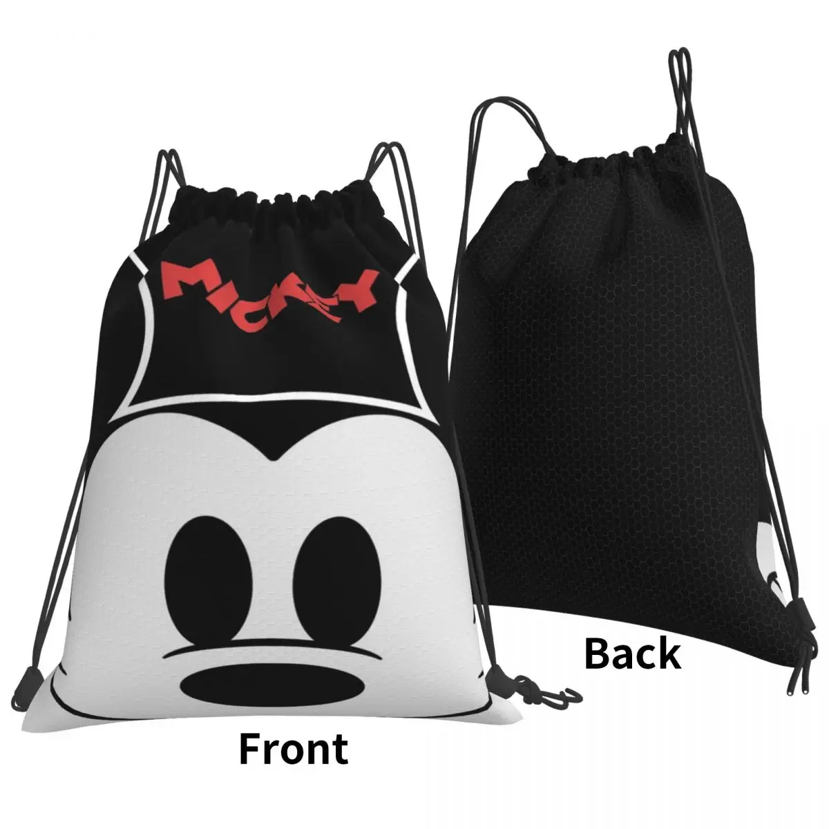 Custom Patroon Logo Trekkoord Tas Mickey Mouse Reizen Rugzak Student Opbergtas Schooltas ꦫ