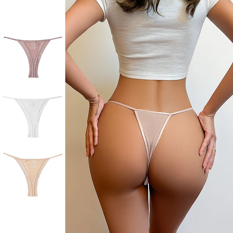 Europe and the United States sexy thong women thin belt thin seamless ice silk breathable thong sports underwear