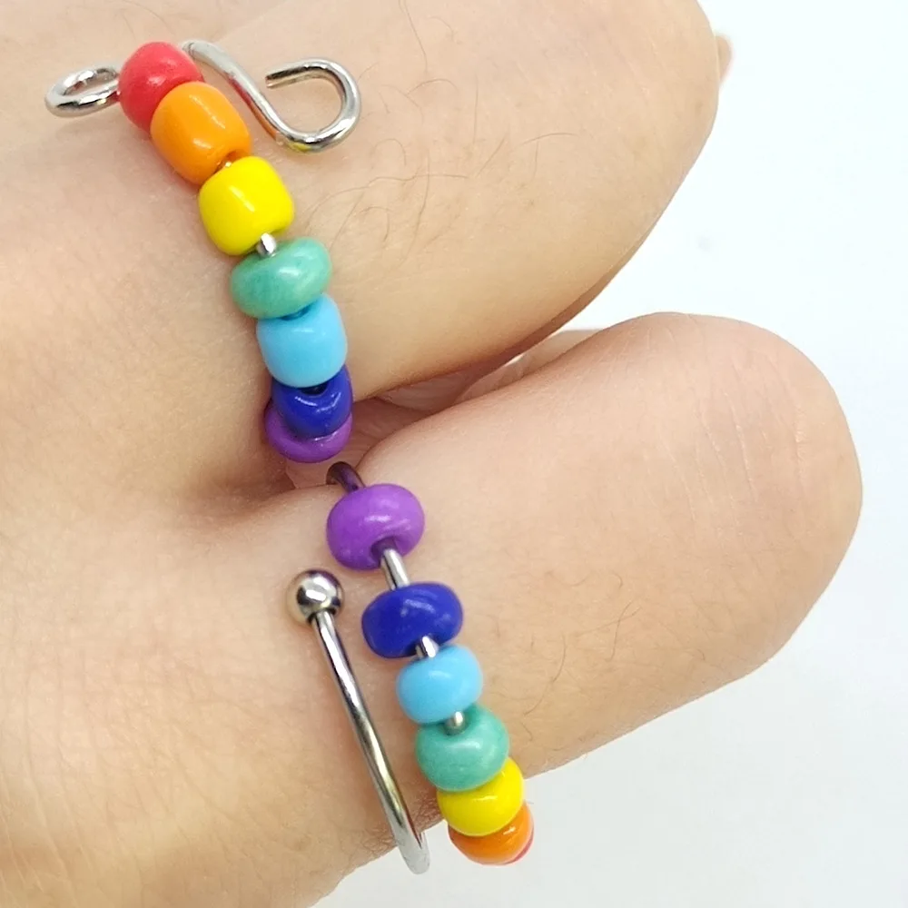 Colorful Opening Rotatable Beads To Relieve Stress Anxiety Ring for Women Finger Jewelry Rotating Freely Rings Daily Accessory