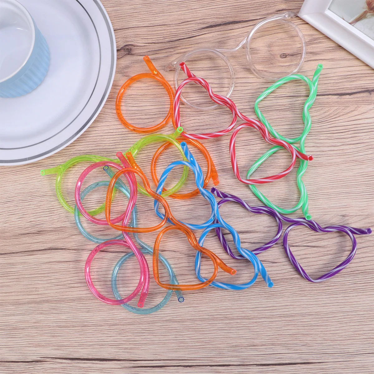 

20Pcs Kids Glasses Straws Colorful Flexible Elastic Drinking Tubes Party Birthday Supplies Unique Crazy Straws