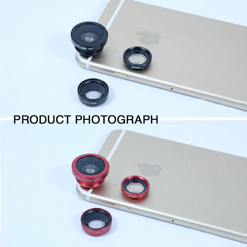 3in1 Fisheye Phone Lens 0.67X Wide Angle Zoom Fish Eye Macro Lenses Camera Kits With Clip Lens On The Phone For Smartphone
