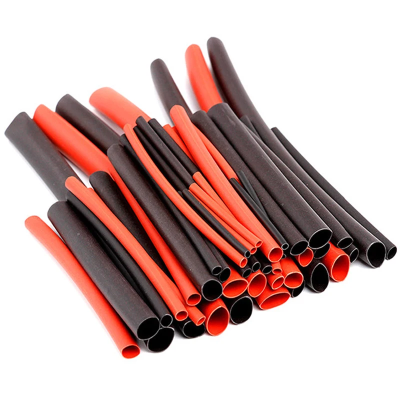 127Pcs/Set Black Red Heat-shrink Tubing Automobile Wire Cable Insulation Sleeving 2:1 Assortment Polyolefin Tube Wrap Wire Kits