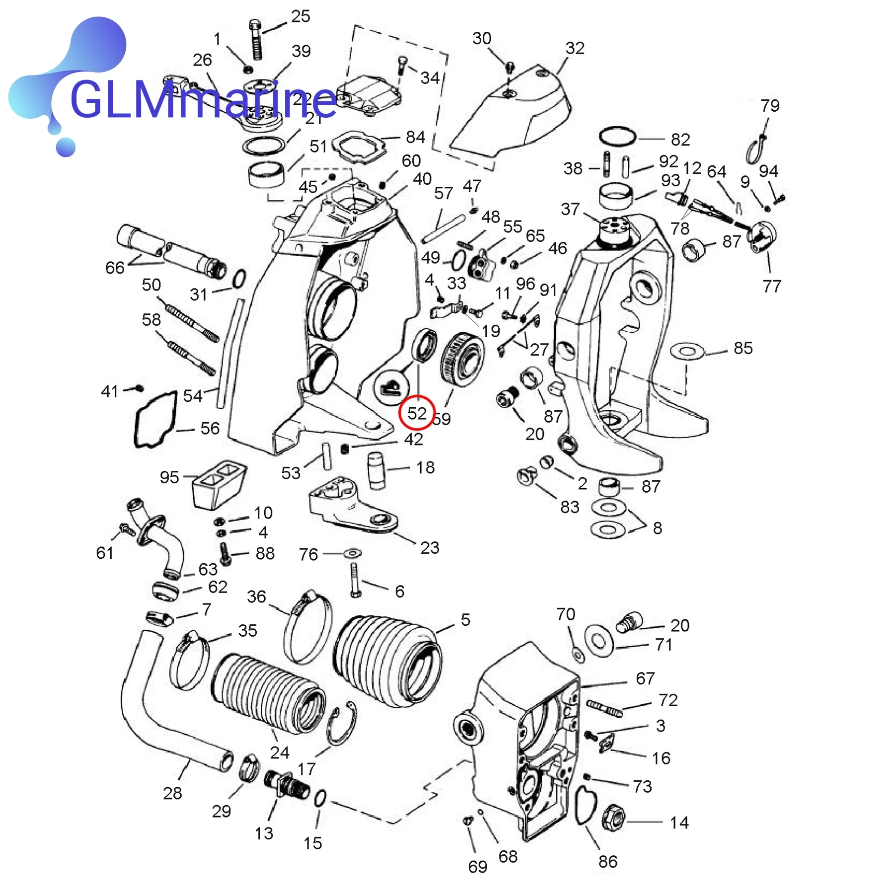 2Pcs Oil Seal 3852548 for OMC Stern Drive 3.0L 4.3L 5.0L 5.7L 5.8L 7.4L V6 V8 Engine 911795 Replacement 18-8349 86560