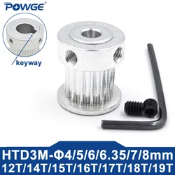 POWGE 12 14 15 16 17 18 19 teeth HTD 3M Timing Pulley Bore 3-12mm for HTD3M belt width 6/10/15mm 12T 14T 15T 16T 17T 18T 19T