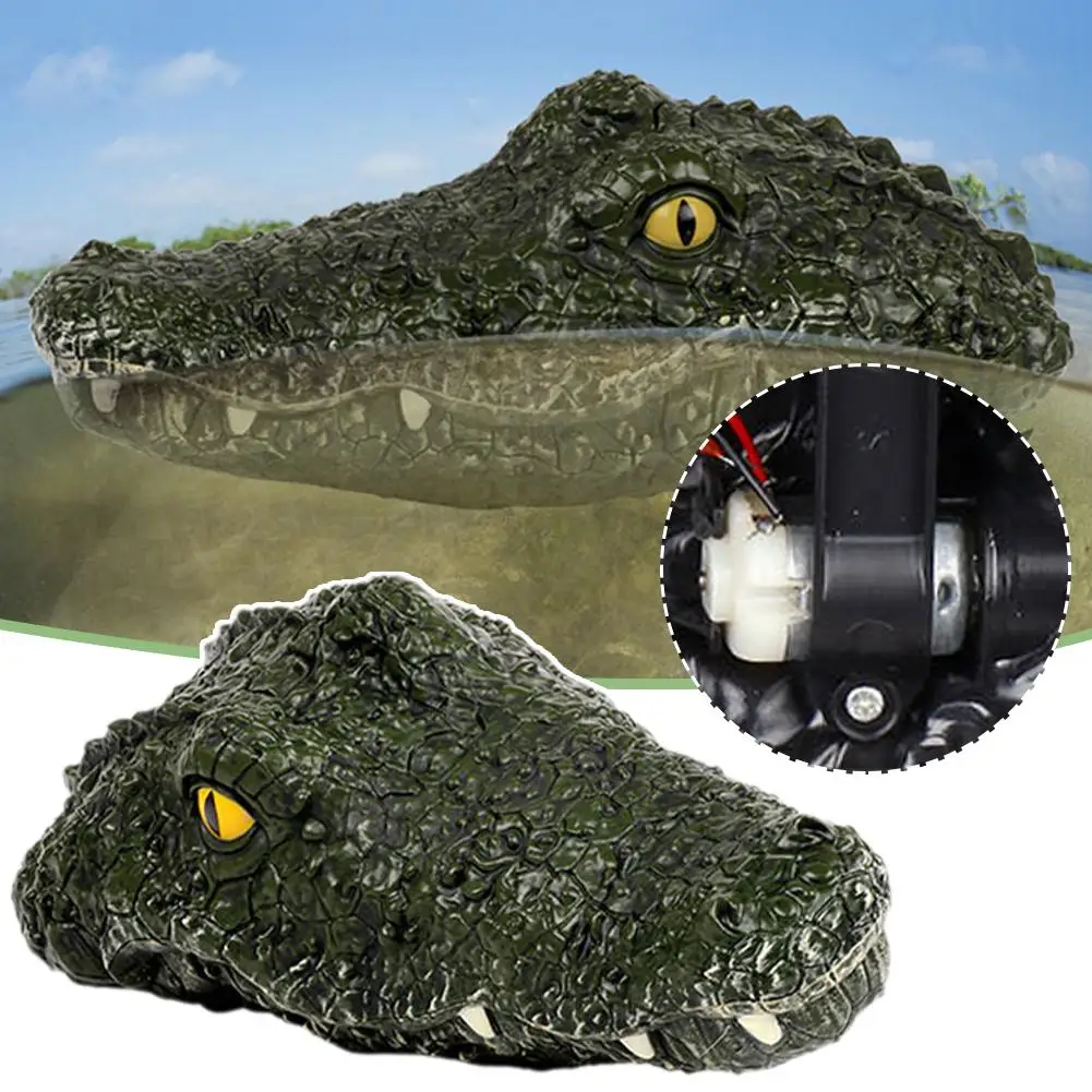 Simulation Crocodile Head RC Boat Toy 2.4G Remote Control Water Decoy Summer Gift Alligator Spoof Lifelike Toys Electric To B1G6