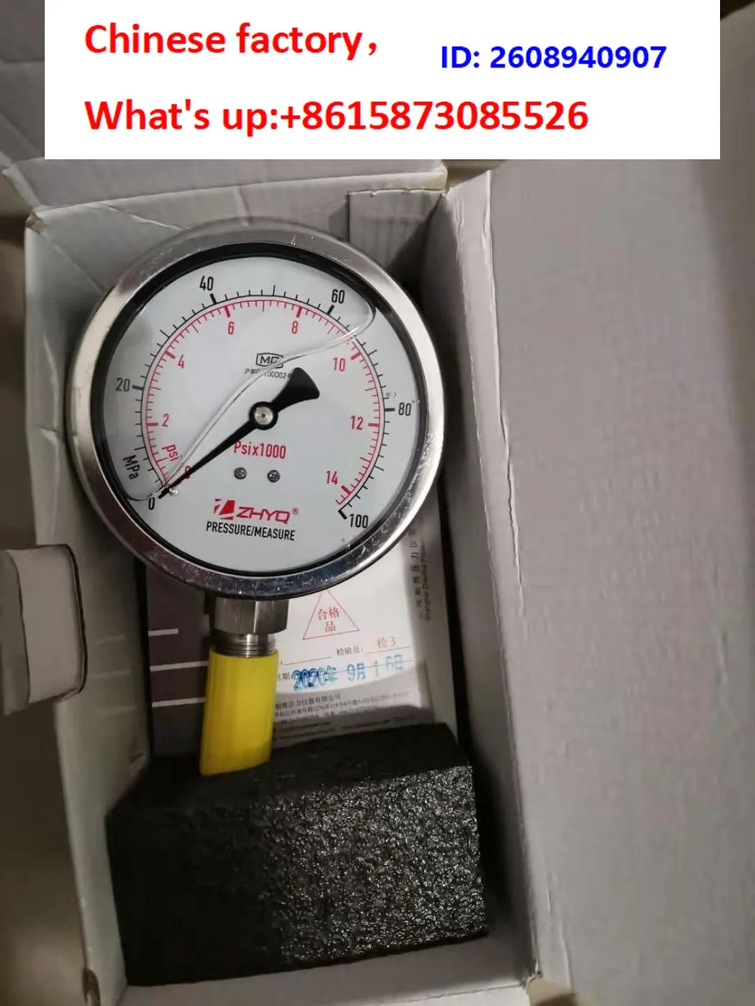 PT124Y-620-100MPA-M20 Donghua Shenlu homogenizer, sanitary diaphragm pressure gauge