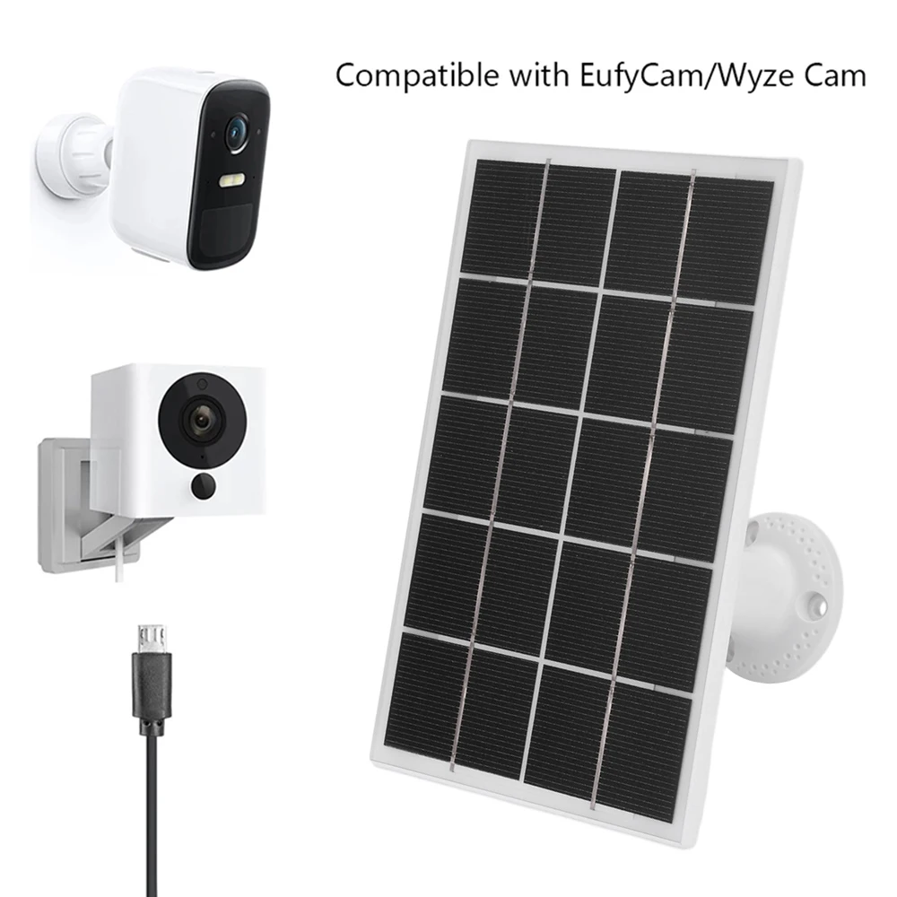 8W Camera Solar Panel Charger Type-c/DC5521 Interface Single Crystal Solar Charging Panel for Monitoring Security Cameras