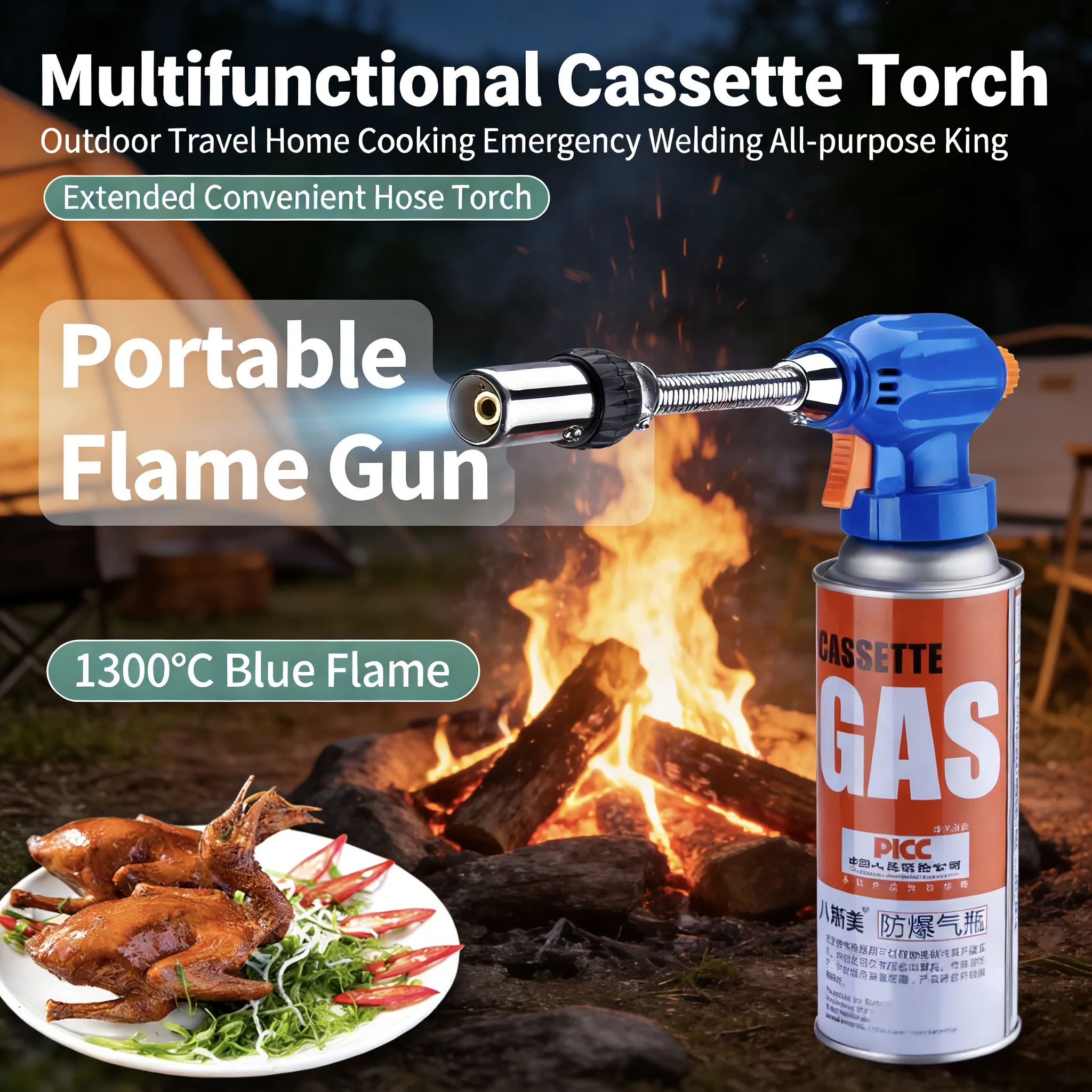 

Flame Gun Welding Gas Torch with Hose Spray Head Butane Gas Burner Outdoor Camping BBQ Lighter Welding Equipment Flamethrower