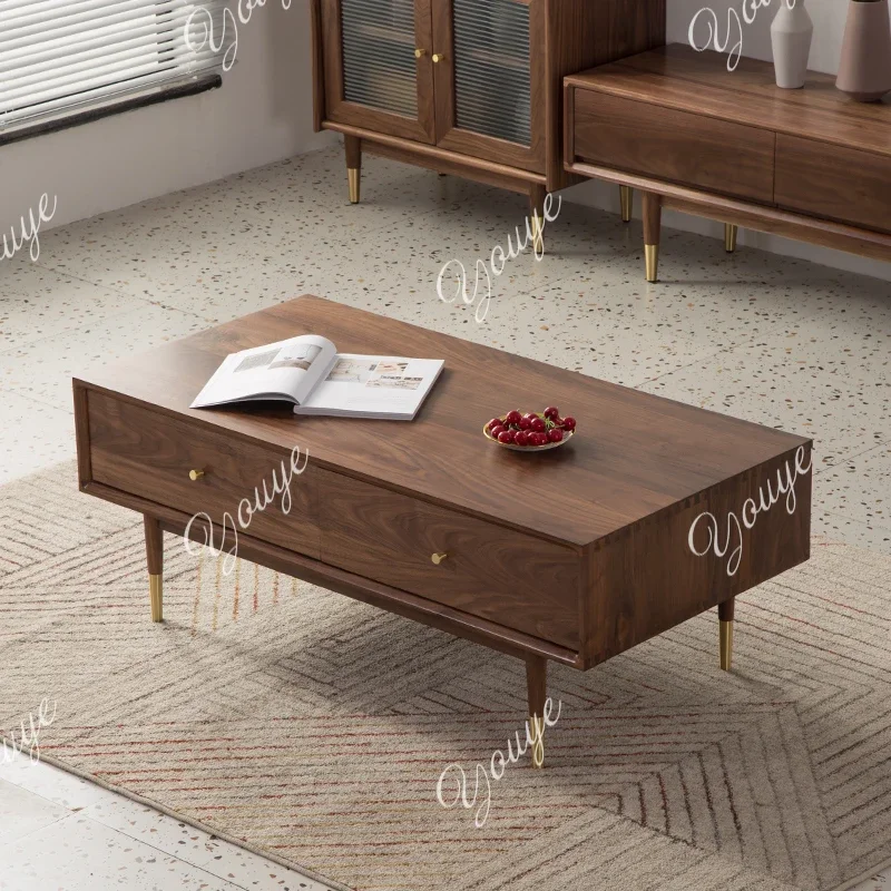 

J Nordic Black Walnut Coffee Table Living Room Combination Furniture Black Walnut Solid Wood Furniture Can Be Customized