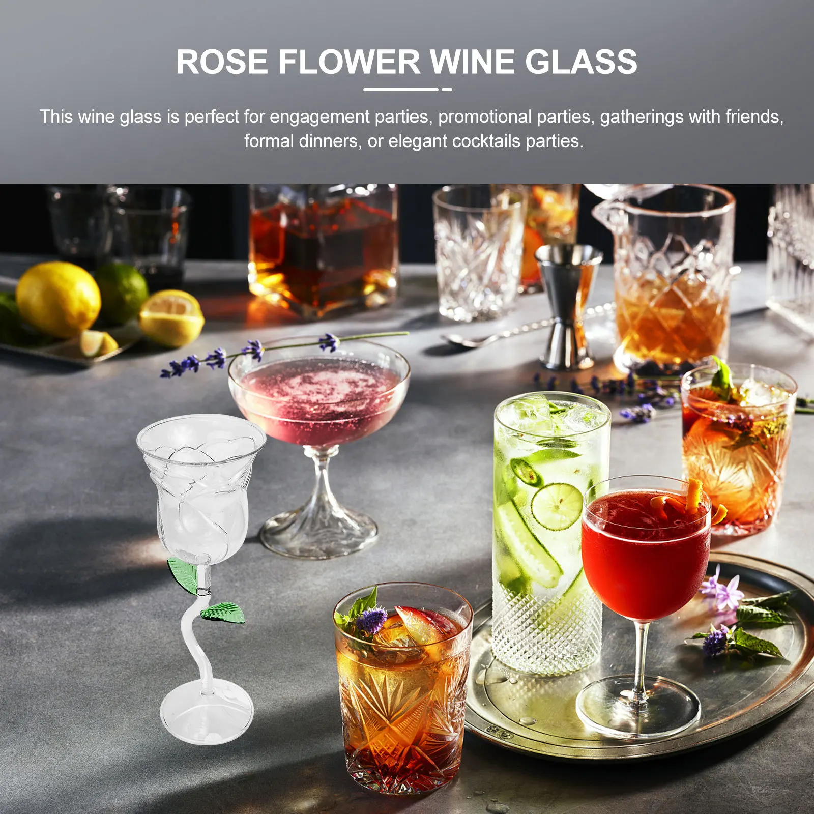 

Rose Flower Wine Glass Premium Material Glass Cocktail Goblet for Party Red Wine Glasses Elegant Design Rose Flower Goblet