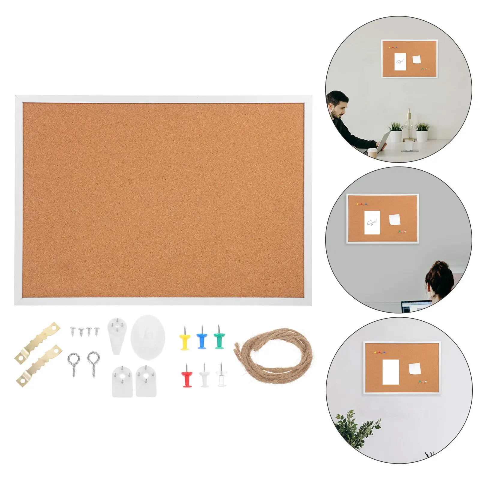 연목 프레임 코르크 보드 30x40cm 벽 마운트 게시판 사무실 홈 장식 사진 메모 디스플레이 게시판 세트