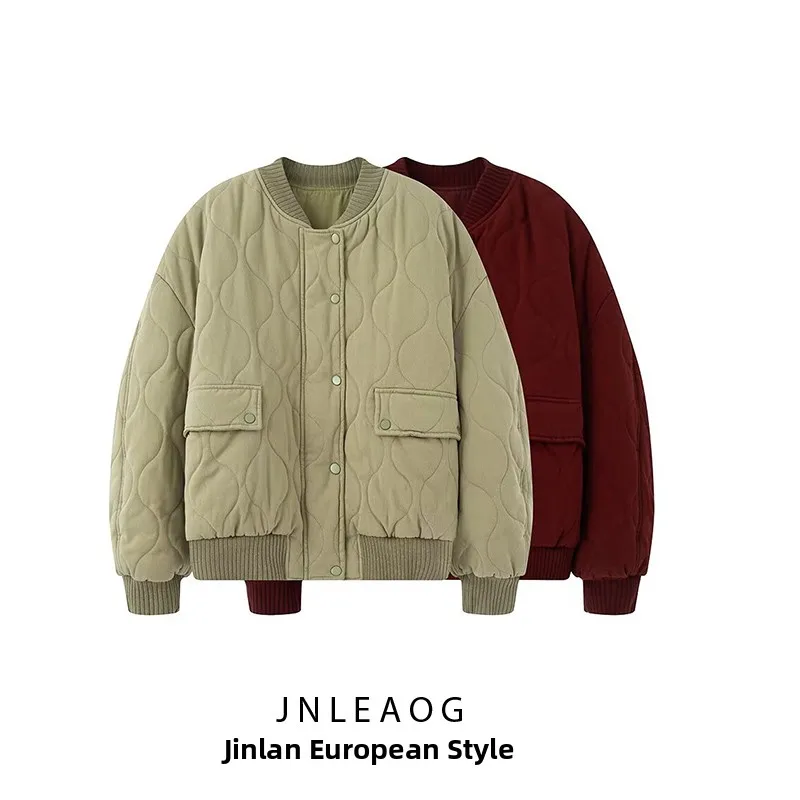 

Faionable Loose Pilot Jaet Cotton Clothes Women's Autumn New Sle JNLEAOG French Sle Polyester ort Outerwear