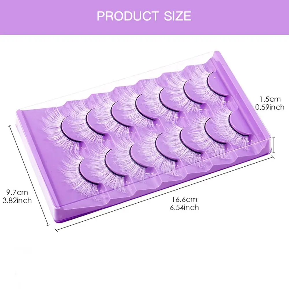 7 pares de pestañas postizas blancas extensión de pestañas pestañas rizadas 3D reutilizables fibra sintética pestañas gruesas y esponjosas exageradas