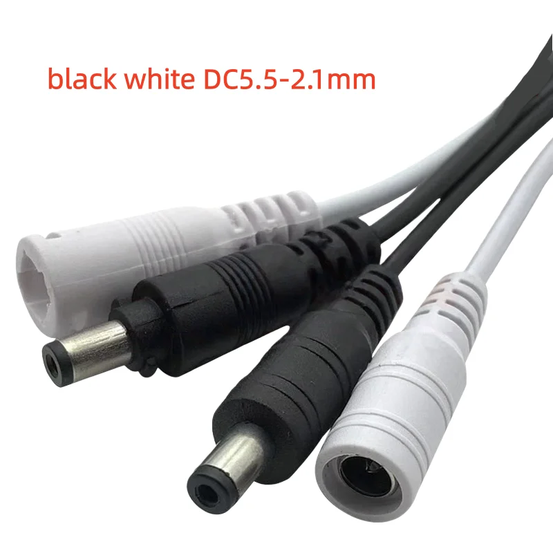 1 set Black white DC5.5-2.1mm DC 5.5*2.1 male female docking plug LED light strip docking wire connector without lock strap lock