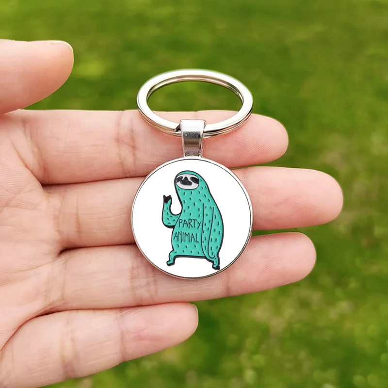 Sloth Keychain Pendant Cartoon Swimming Climbing Tree Watermelon Sloth Cute Kids Keychains Women Key Ring Holder Gift