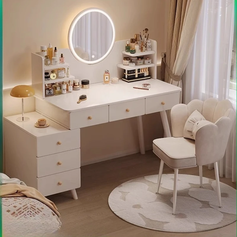 

Dressing Table Makeup Vanity Table Mirror Chair Tall Dresser Room Cabinet Storage Hairstyle Bedroom Tocador Maquillaje Furniture