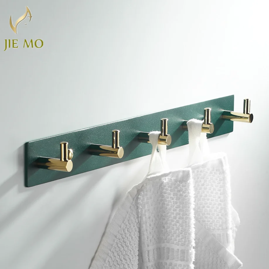 

Bathroom new coat hook wall row hook coat hook green gold living room bathroom clothe hook 5 hook