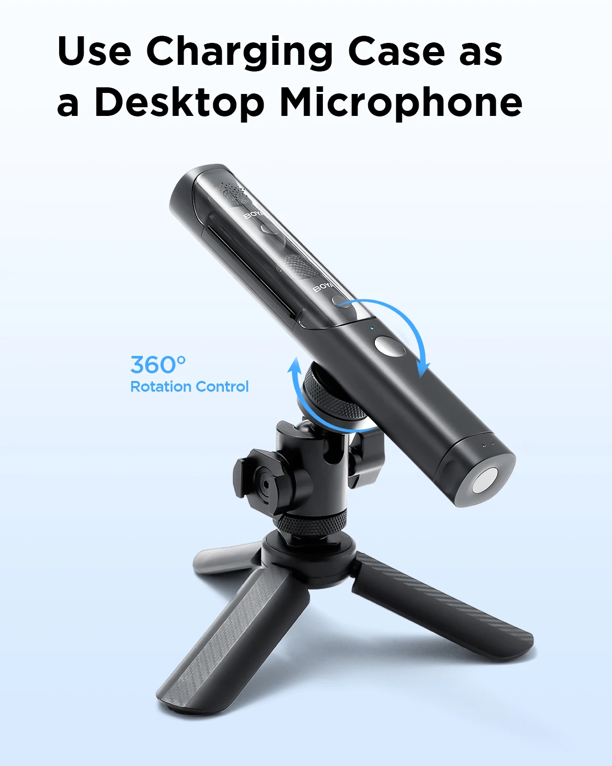 BOYA Magic Tripod Stand for Desktop Microphone with Non-slip Rubber Feet Foldable Desk Mic Stand for Gaming Podcasting Meeting