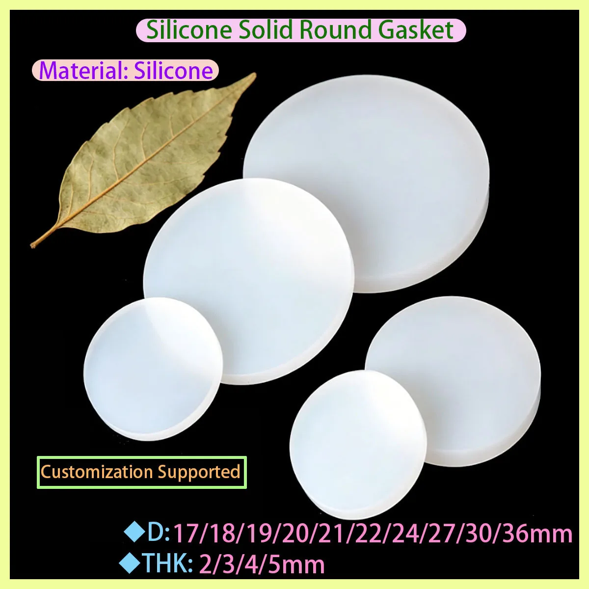 White Solid Circular Silicone Rubber Plate Sealing Gasket with A Diameter of 5-150mm and A Thickness of 0.5-8mm