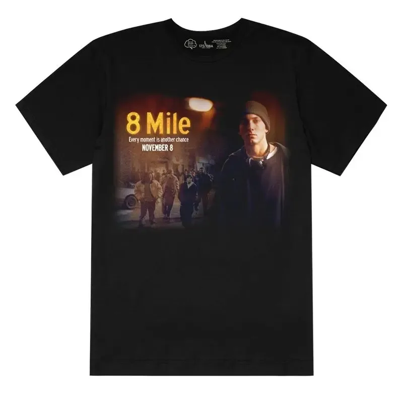 

Eminem Short-sleeved T-shirt Top Clothing Men's 8mile Hip-hop European and American Rap Tee Men's Summer New Cotton T-shirt