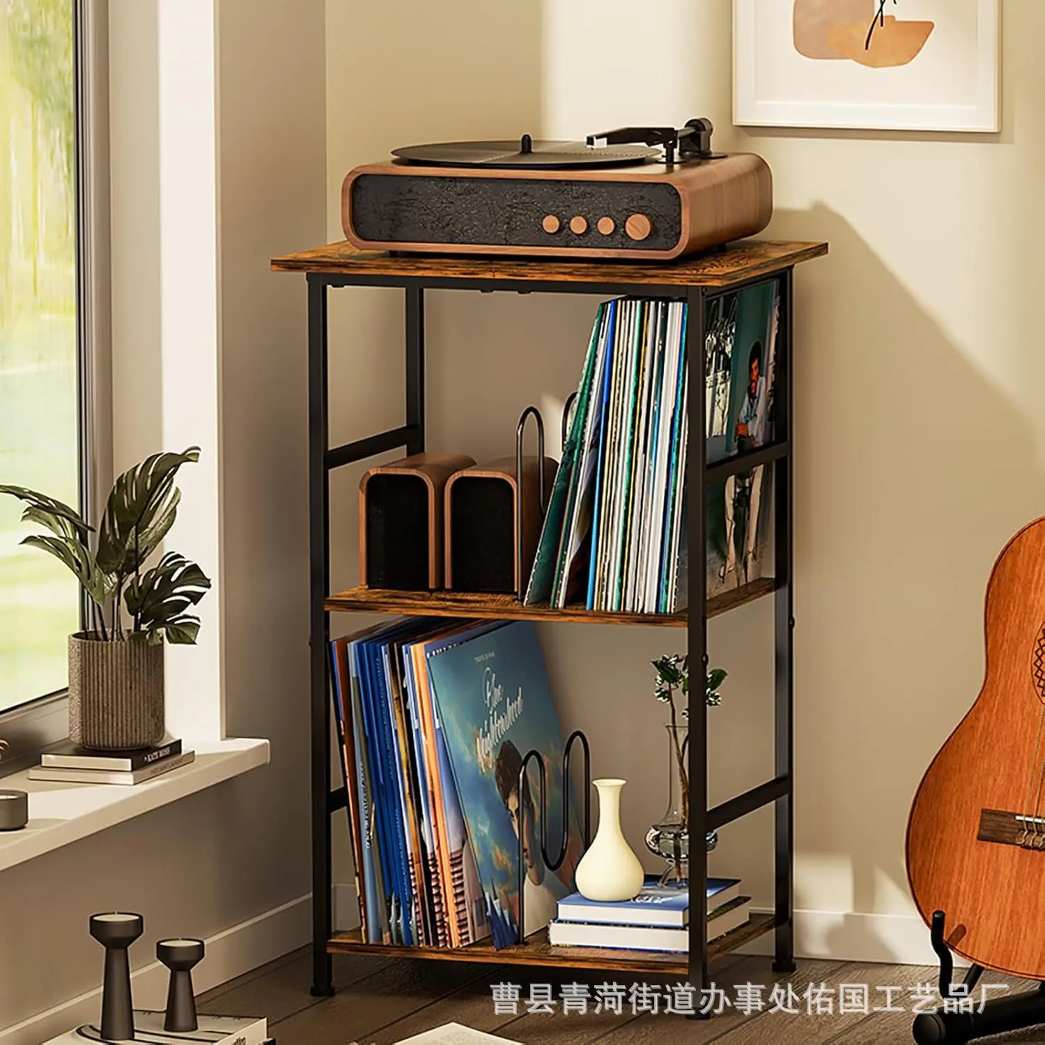 

Тумба для проигрывателя виниловых пластинок с двойной полкой для спальни и гостиной