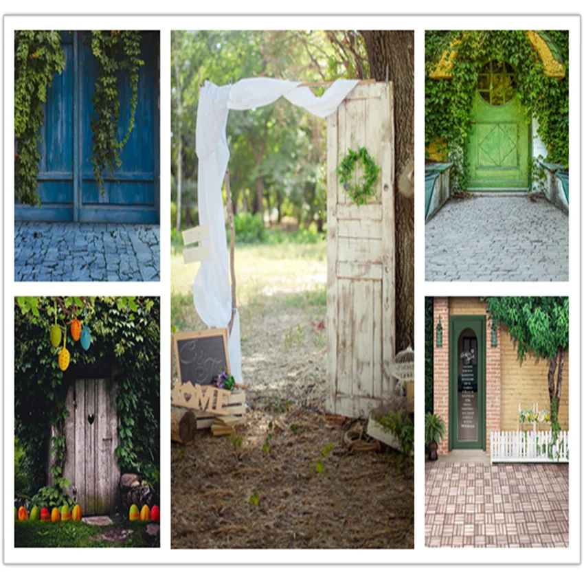 

Spring Irural Backdrop Outdoor Gate Leaves Flower Photography Background Photo Studio Shooting Props Decorative Poster Photocall