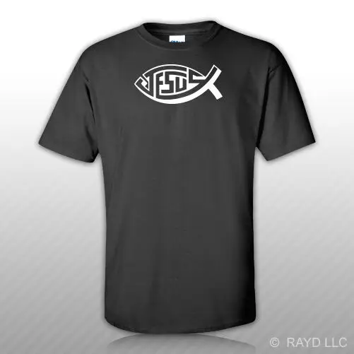 Fish T-Shirt Tee Shirt Cotton christianity christian ichthys symbol   High Quality 100%Cotton Short Sleeve