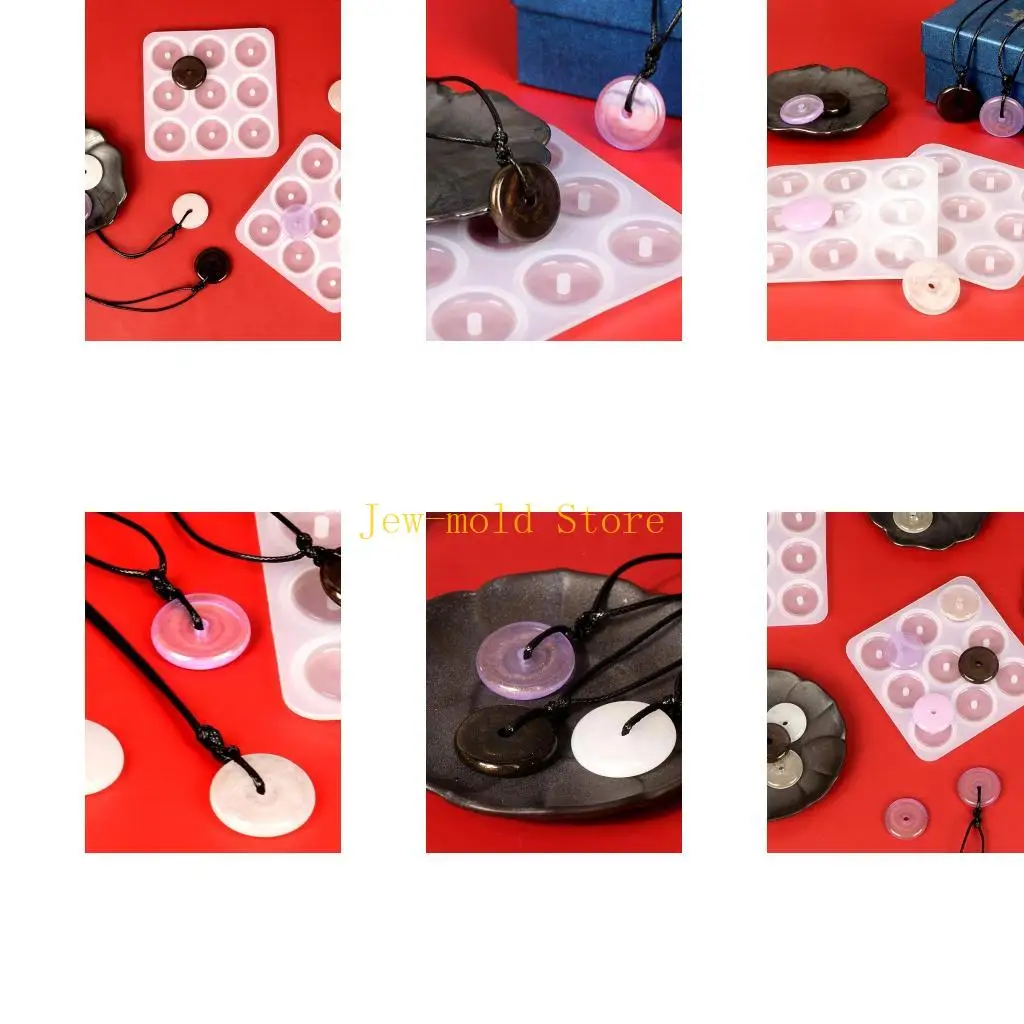 

C71B Hollow Round Epoxy Resin Silicone Molds DIY Imitation Jade Pendant Molds