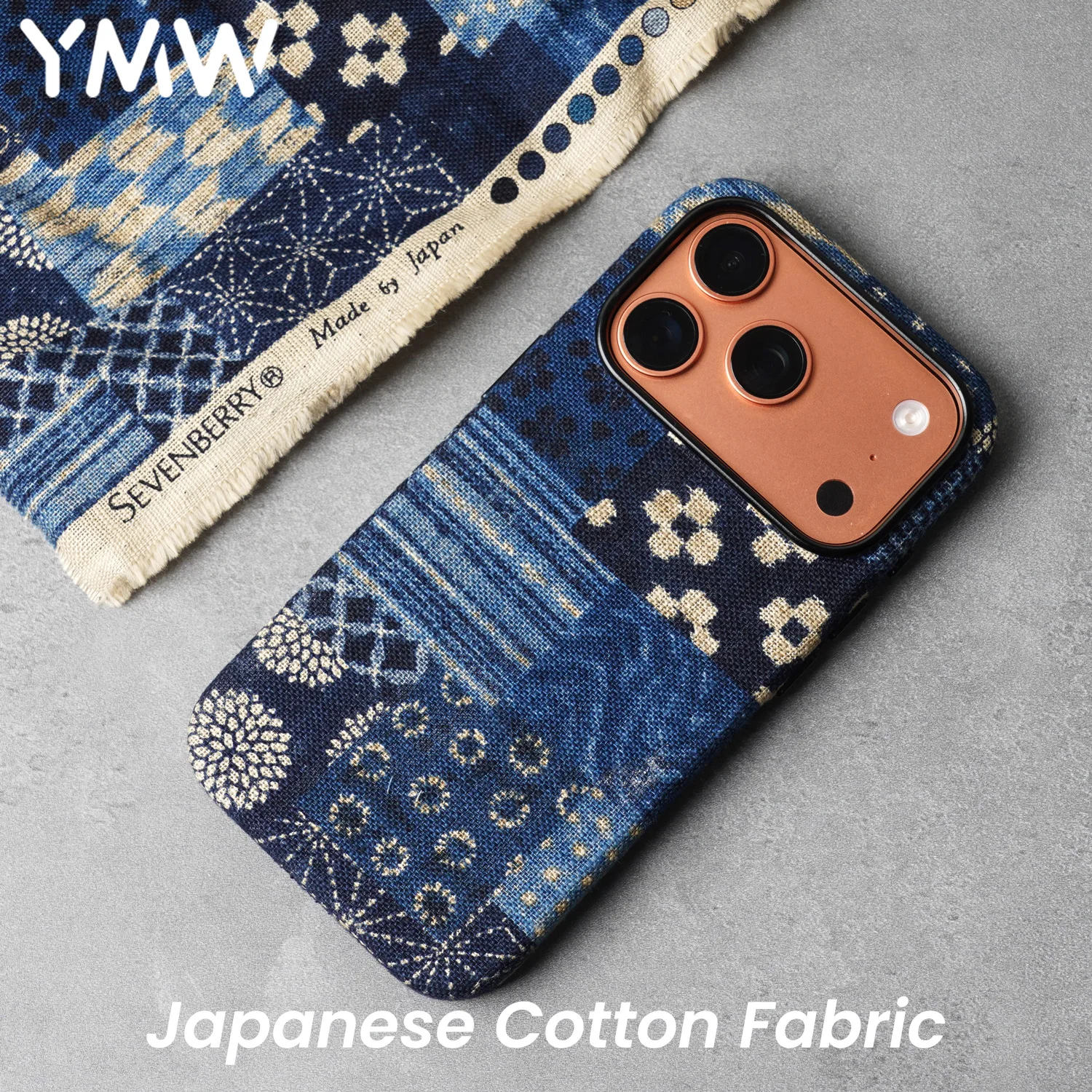 

YMW Japanese Cotton Fabric Case for iPhone 17 16 Pro Max 15 Magnetic Retro Phone Cover