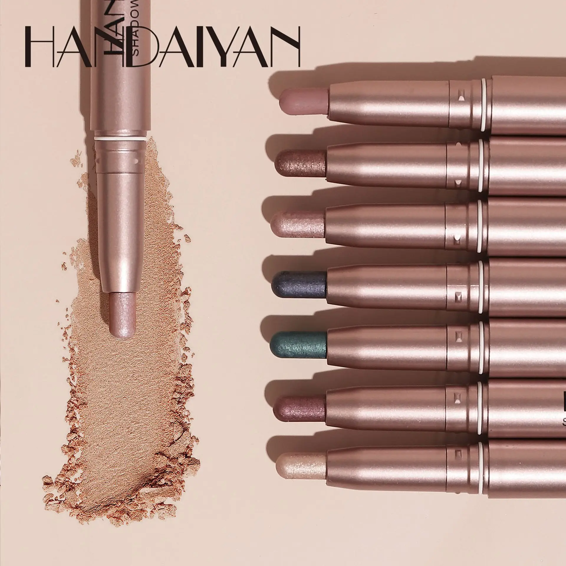 Handaiyan 12 Kleur Dubbele Kop Glitter Oogschaduw Stick Metallic Matte Oogschaduw Waterdicht Nieuwe Hot Sales Populaire Oogschaduw