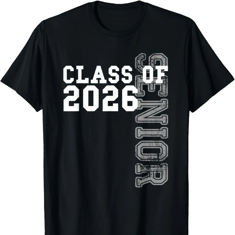 Class of Senior 2026 Graduation Student Simple Letters Graphic T-Shirts Commuter All-match Casual Style Regular Short Sleeve