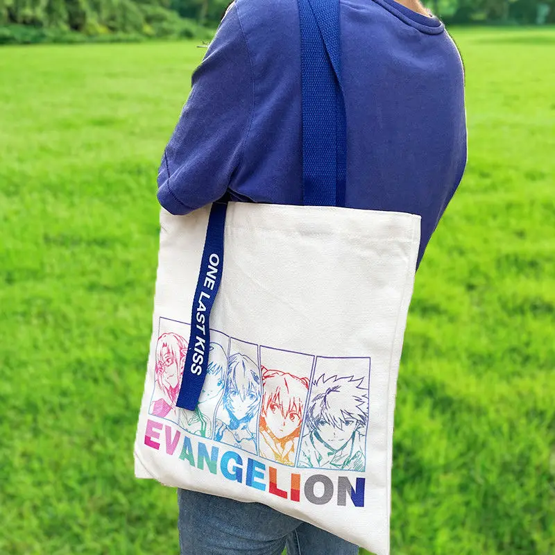 Neon Genesis Evangelion Asuka Ayanami Rei anime two-dimensional canvas bag crossbody bag laser environmentally friendly handbag