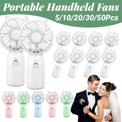 5-50pcs Portable Handheld Fans Wedding Favor for Guests Battery Powered Personal Fan Makeup Eyelash Fan Travel Pocket Mini Fans